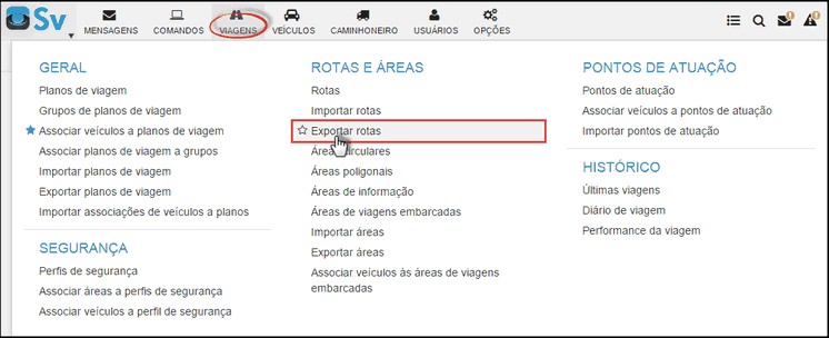 Supervisor - MenuExportarRotas