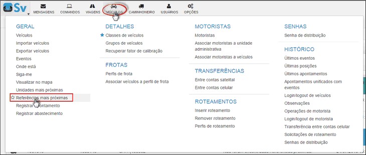 Figura - Menu Referências mais próximas