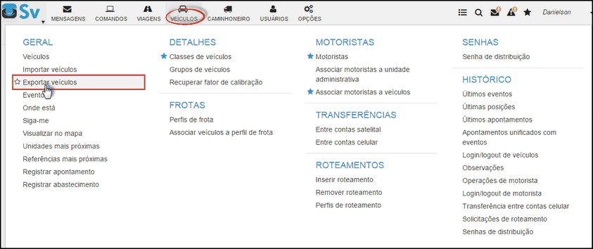 Supervisor - MenuExportarVeiculos