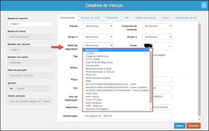 Supervisor - DetalhesVeiculoPerfilSeguranca