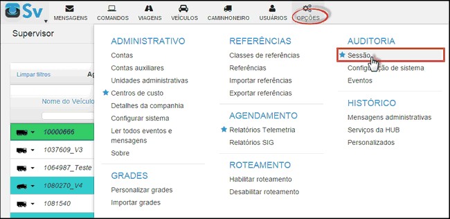 Supervisor - MenuAuditoriaSessão